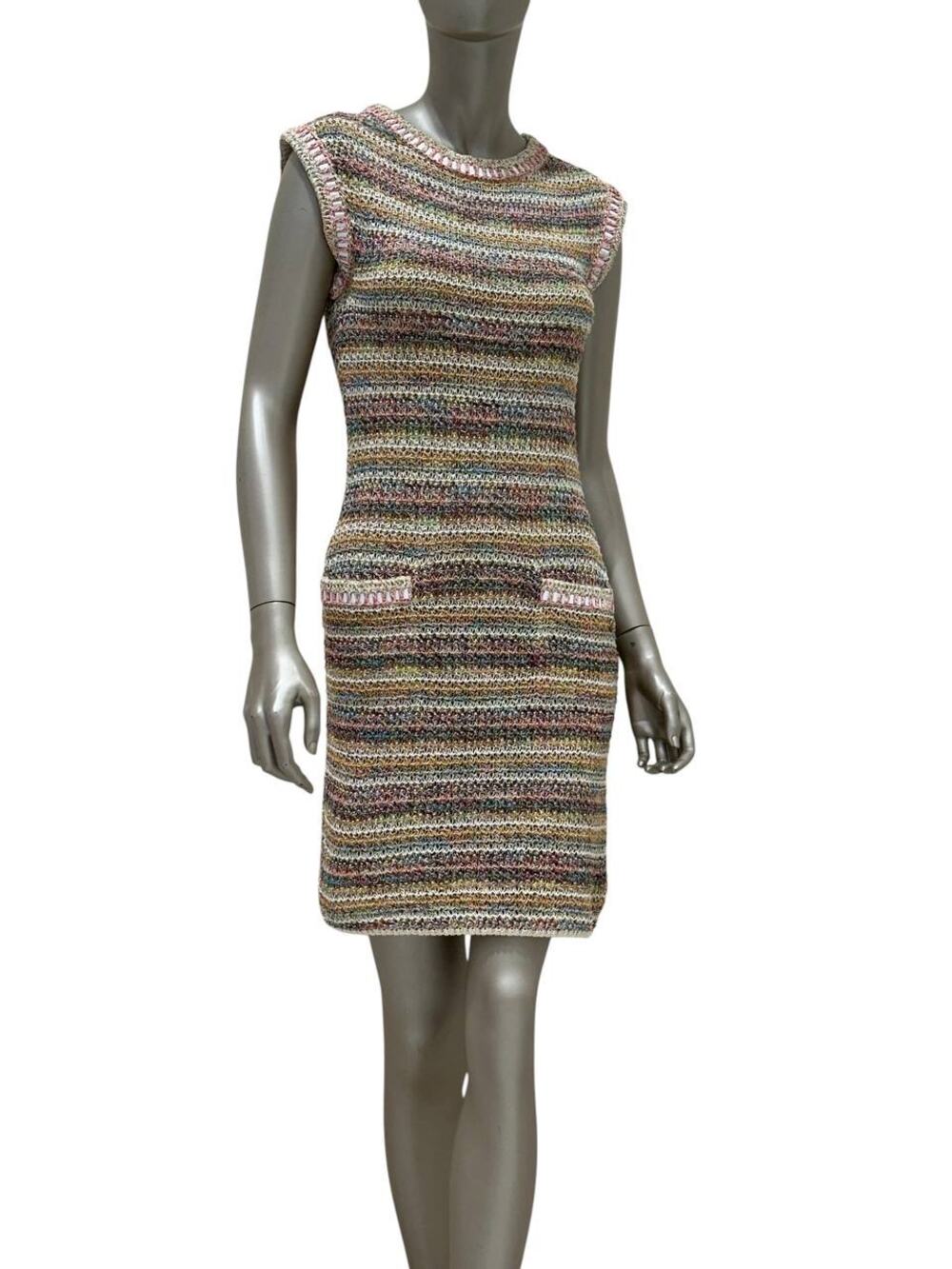 CHANEL 17C Cuba Collection Multicolor Knit Dress Sz.34